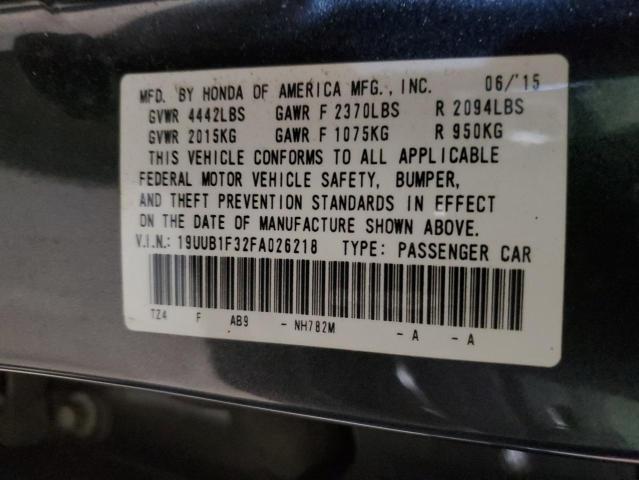 2015 Acura TLX VIN 19UUB1F32FA026218 Copart auction photo, rear end damage thumbnail 12