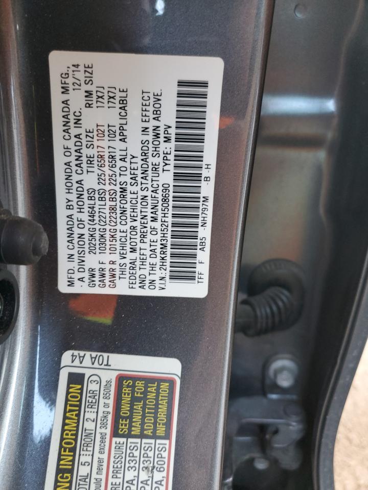 2015 Honda CR-V VIN 2HKRM3H52FH508690 Copart auction photo, front end damage thumbnail 14