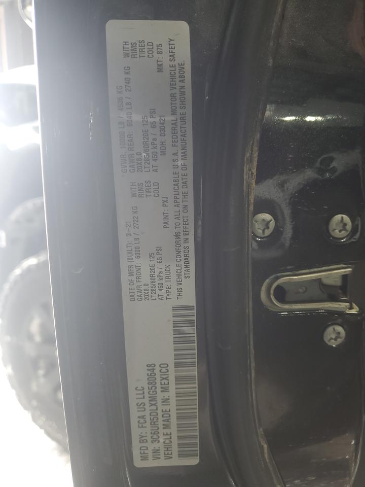 2021 RAM 2500 VIN 3C6UR5DLXMG580648 Copart auction photo, front end damage thumbnail 12