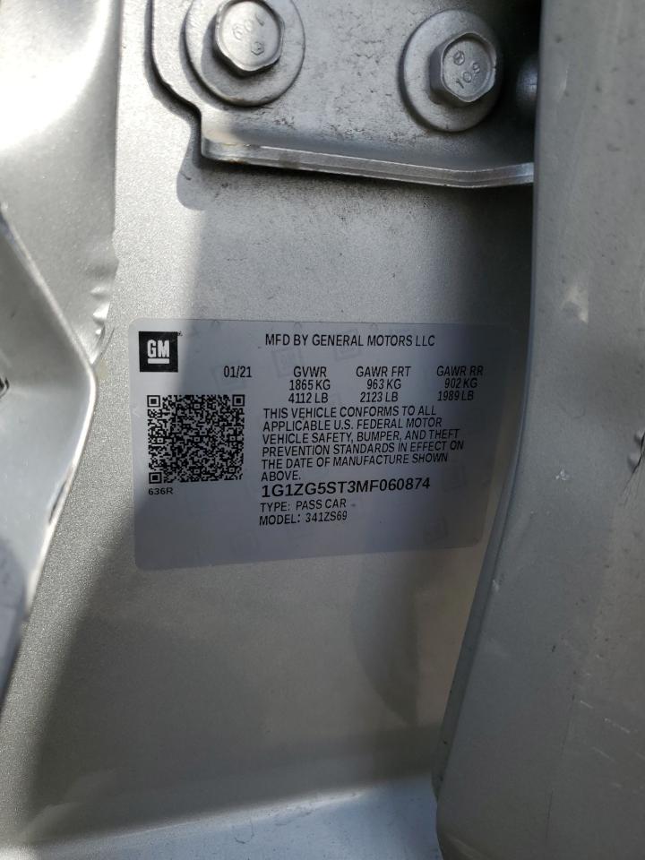 2021 Chevrolet Malibu VIN 1G1ZG5ST3MF060874 Copart auction photo, side / front end damage thumbnail 14