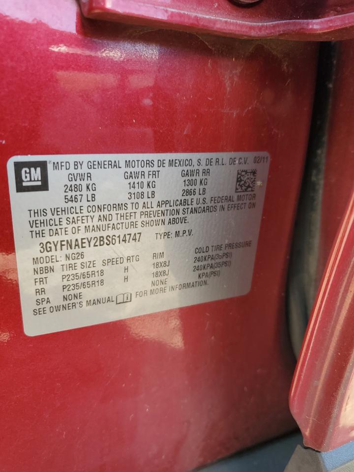 2011 Cadillac SRX VIN 3GYFNAEY2BS614747 Copart auction photo, front end damage thumbnail 15