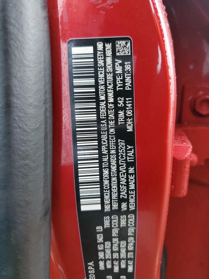 2018 Alfa Romeo Stelvio VIN ZASFAKEV0J7C25297 Copart auction photo, front end / minor dent/scratches damage thumbnail 13
