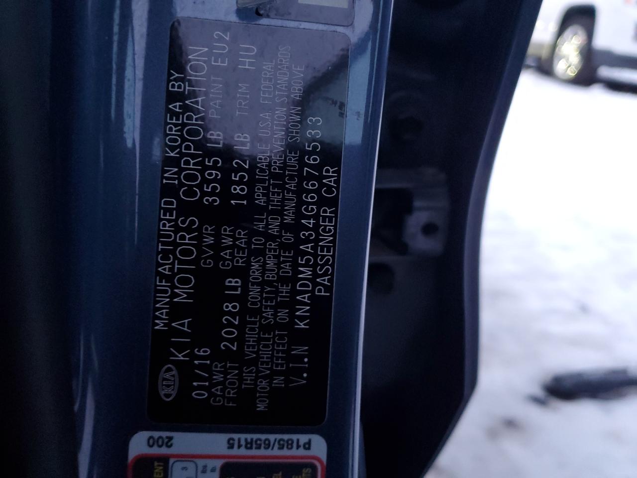 2016 KIA Rio VIN KNADM5A34G6676533 Copart auction photo, mechanical / minor dent/scratches damage thumbnail 12