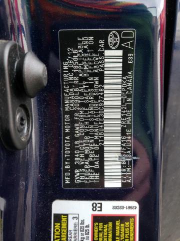 2013 Toyota Corolla VIN 2T1BU4EE3DC927482 Copart auction photo, top/roof / all over damage thumbnail 12