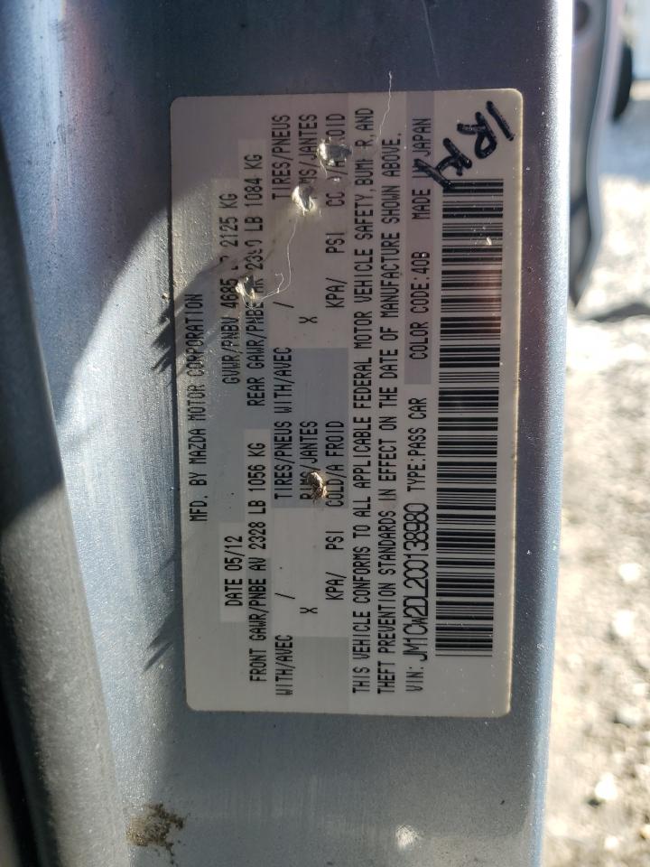 2012 Mazda 5 VIN JM1CW2DL2C0138980 Copart auction photo, water/flood damage thumbnail 13