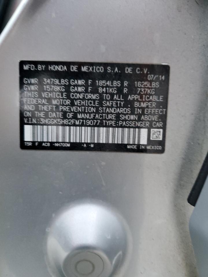 2015 Honda Fit VIN 3HGGK5H82FM719077 Copart auction photo, rear end damage thumbnail 13