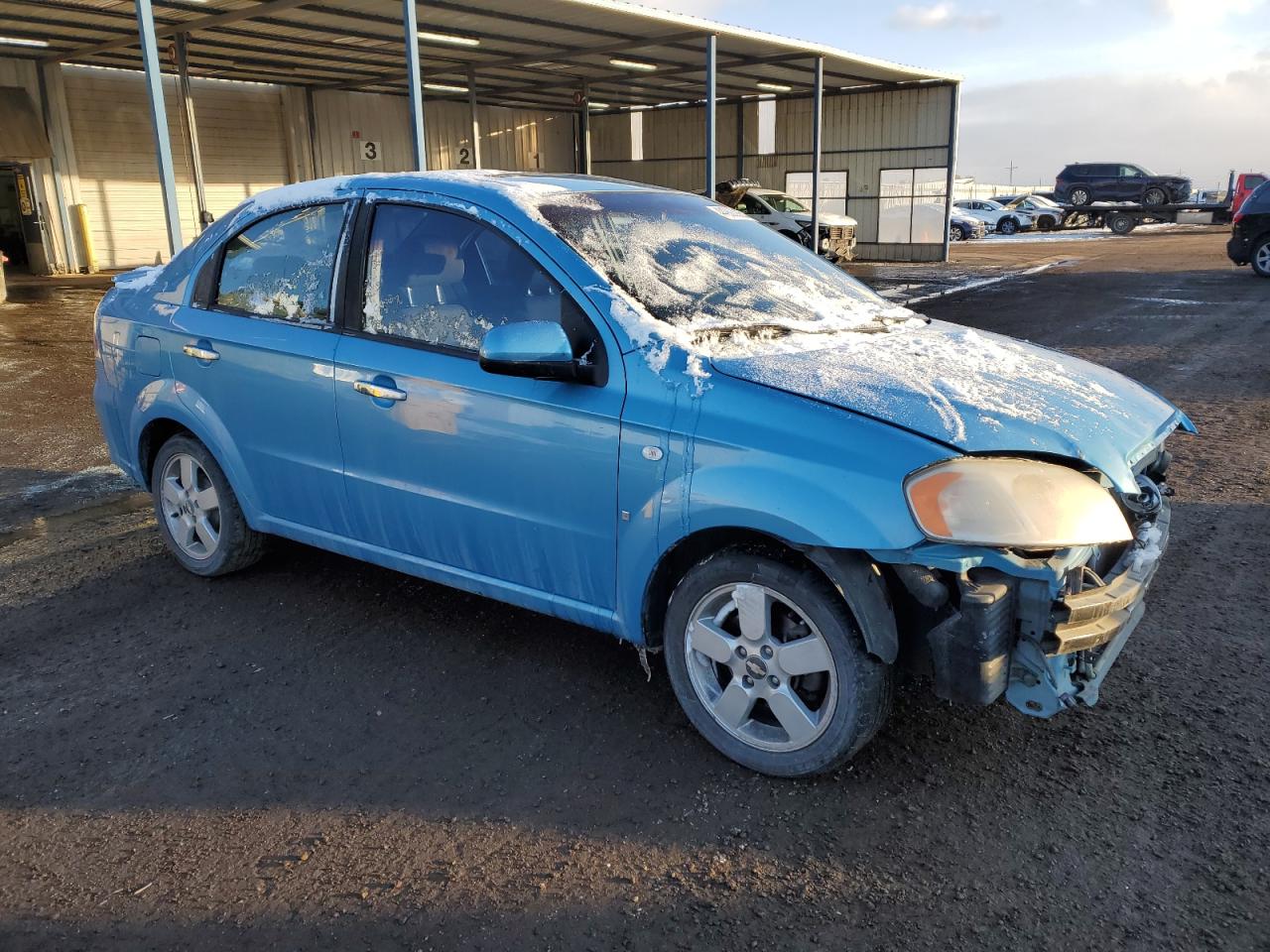 2007 Chevrolet Aveo VIN KL1TD56647B145607 Copart auction photo, front end / side damage thumbnail 4