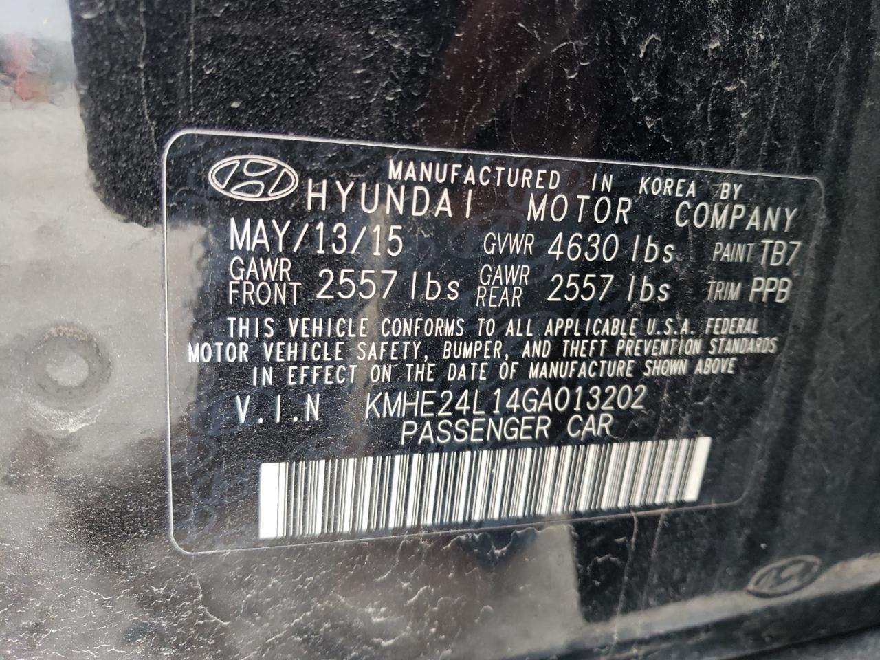 2016 Hyundai Sonata VIN KMHE24L14GA013202 Copart auction photo, front end damage thumbnail 12