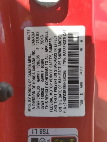 2014 Honda Civic VIN 2HGFG3B59EH520296 Copart auction photo, rear end / side damage thumbnail 13