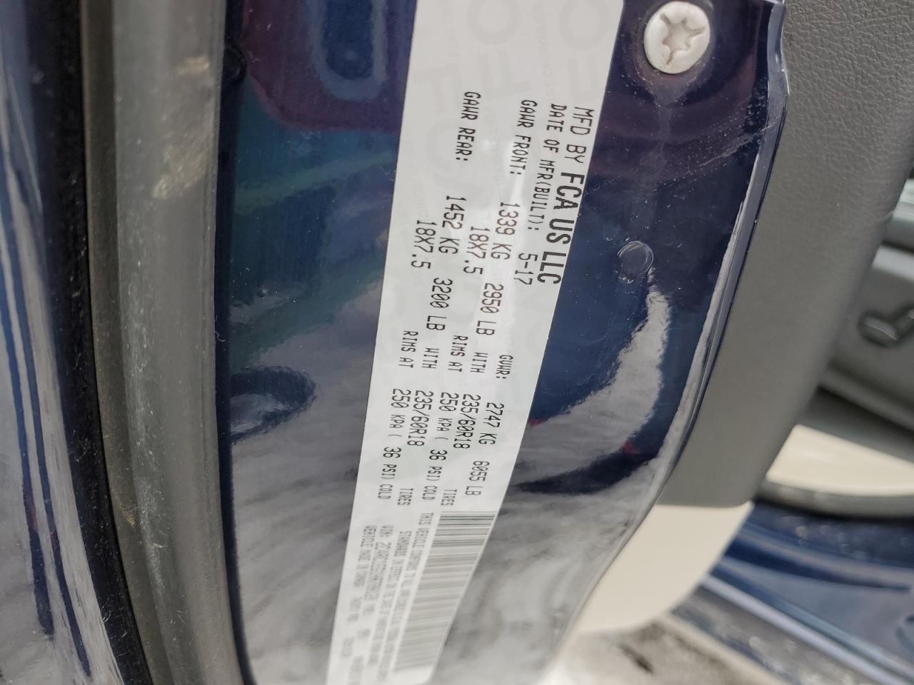 2017 Chrysler Pacifica VIN 2C4RC1EG1HR780120 Copart auction photo, rear end / front end damage thumbnail 14