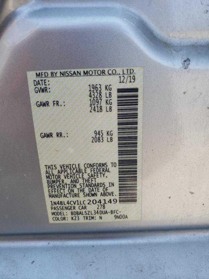 2020 Nissan Altima VIN 1N4BL4CV1LC204149 Copart auction photo, front end / minor dent/scratches damage thumbnail 15