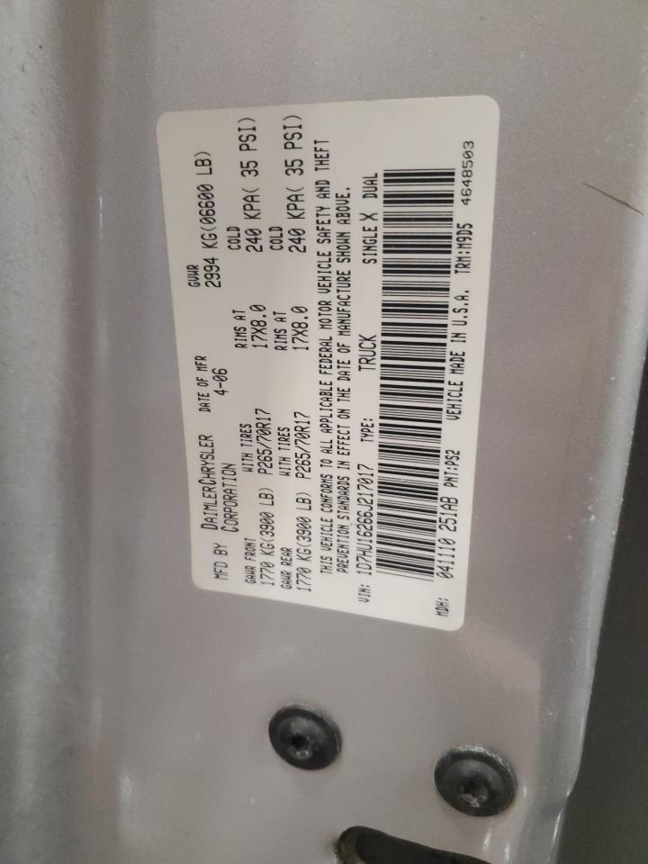 2006 Dodge RAM VIN 1D7HU16266J217017 Copart auction photo, all over damage thumbnail 13