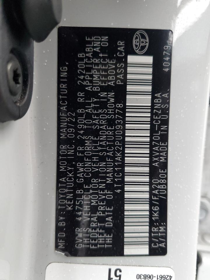 2023 Toyota Camry VIN 4T1C11AK2PU093778 Copart auction photo, rear end damage thumbnail 13