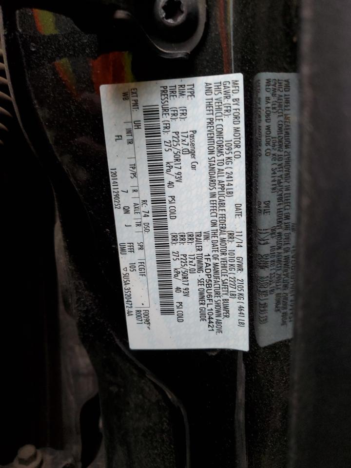 2015 Ford C-MAX VIN 1FADP5BU6FL104421 Copart auction photo, front end / side damage thumbnail 14