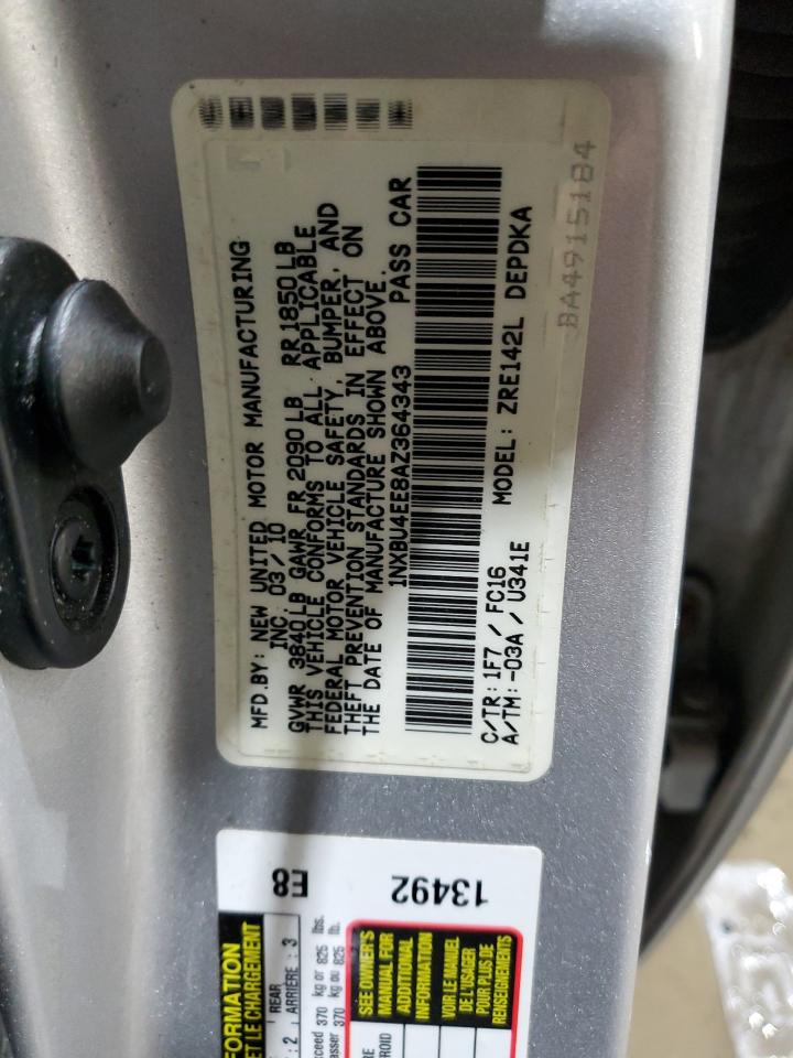 2010 Toyota Corolla VIN 1NXBU4EE8AZ364343 Copart auction photo, front end damage thumbnail 12