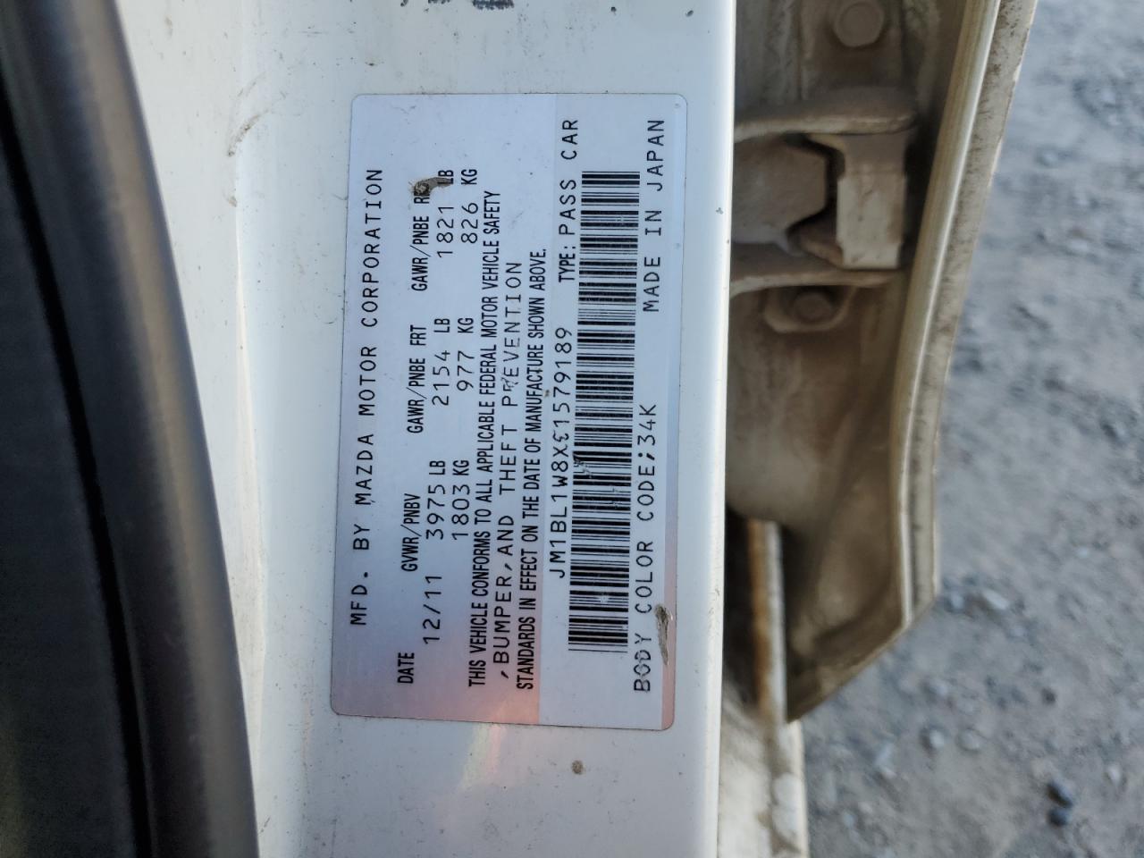 2012 Mazda 3 VIN JM1BL1W8XC1579189 Copart auction photo, rear end damage thumbnail 12
