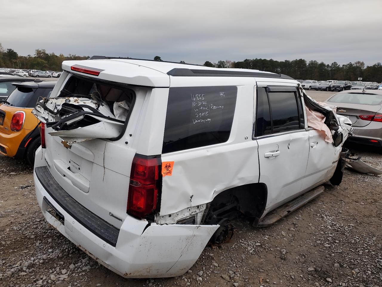 2015 Chevrolet Tahoe VIN 1GNSCBKC7FR730423 Copart auction photo, all over damage thumbnail 3