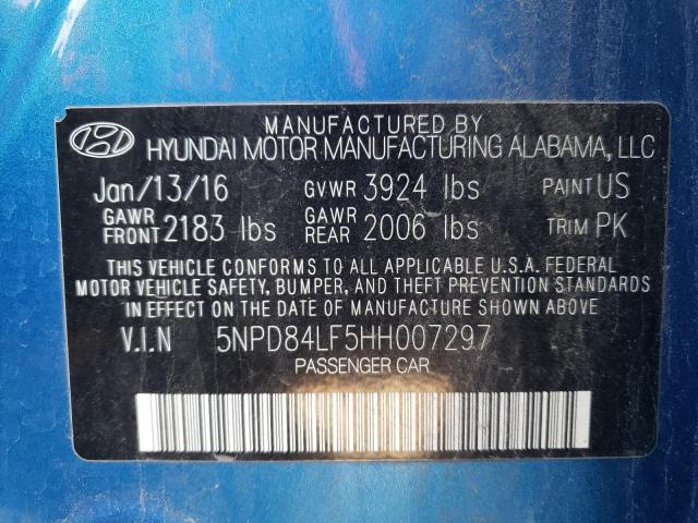 2017 Hyundai Elantra VIN 5NPD84LF5HH007297 Copart auction photo, front end / minor dent/scratches damage thumbnail 12