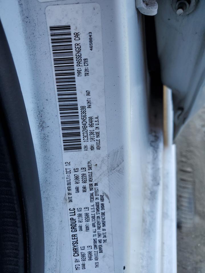 2013 Dodge Avenger VIN 1C3CDZAB4DN563698 Copart auction photo, rear end / side damage thumbnail 14
