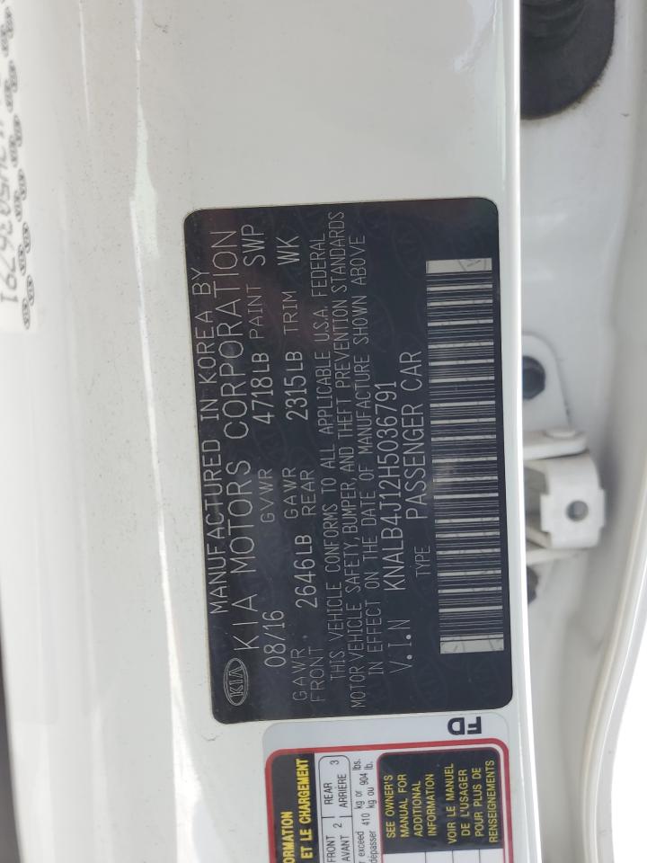 2017 KIA Cadenza VIN KNALB4J12H5036791 Copart auction photo, front end damage thumbnail 14