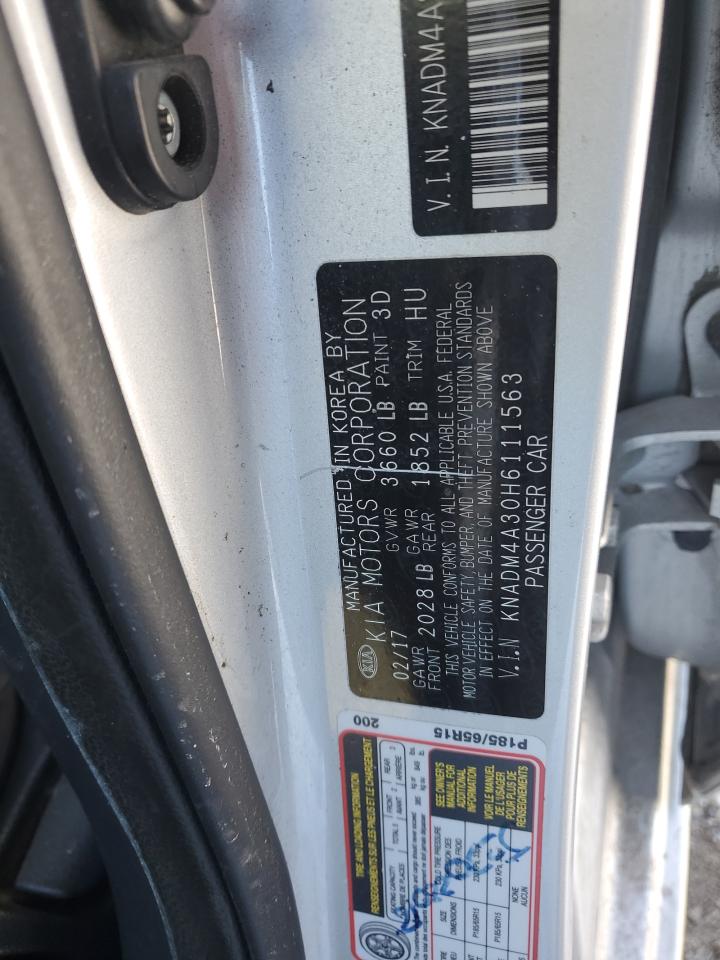2017 KIA Rio VIN KNADM4A30H6111563 Copart auction photo, front end damage thumbnail 12