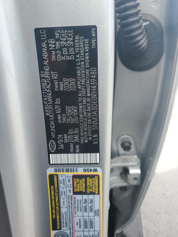 2024 Hyundai Tucson VIN 5NMJA3DE0RH439480 Copart auction photo, side damage thumbnail 15