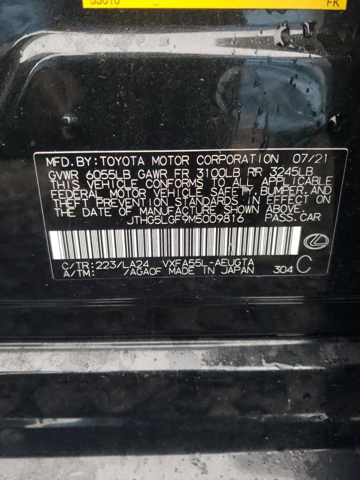 2021 Lexus LS VIN JTHG5LGF9M5009816 Copart auction photo, front end damage thumbnail 12