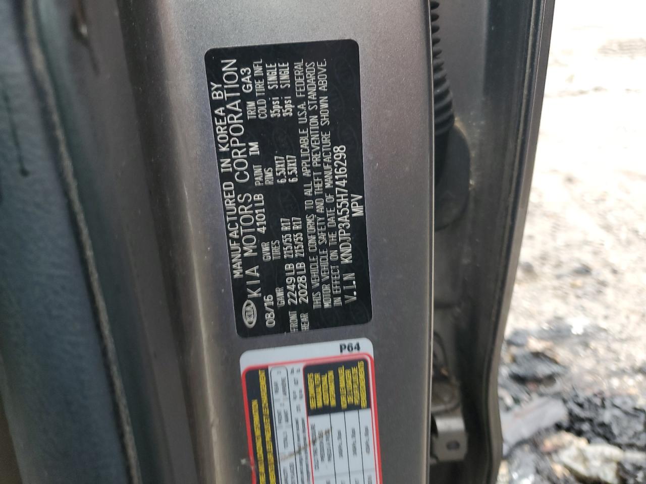 2017 KIA Soul VIN KNDJP3A55H7416298 Copart auction photo, water/flood damage thumbnail 12