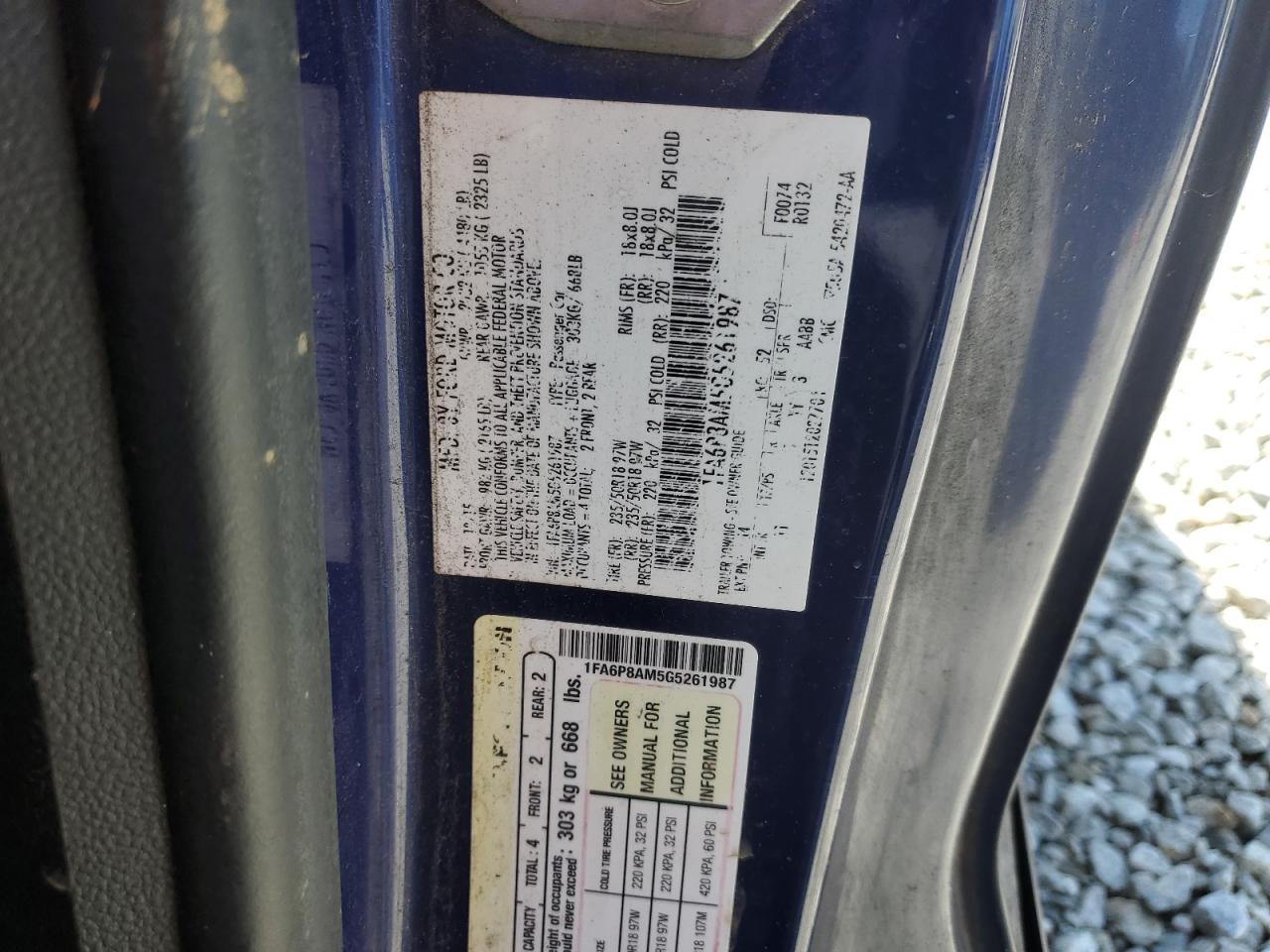 2016 Ford Mustang VIN 1FA6P8AM5G5261987 Copart auction photo, all over / undercarriage damage thumbnail 13