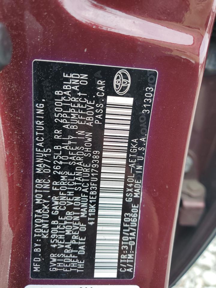 2015 Toyota Avalon VIN 4T1BK1EB3FU179389 Copart auction photo, minor dent/scratches damage thumbnail 14