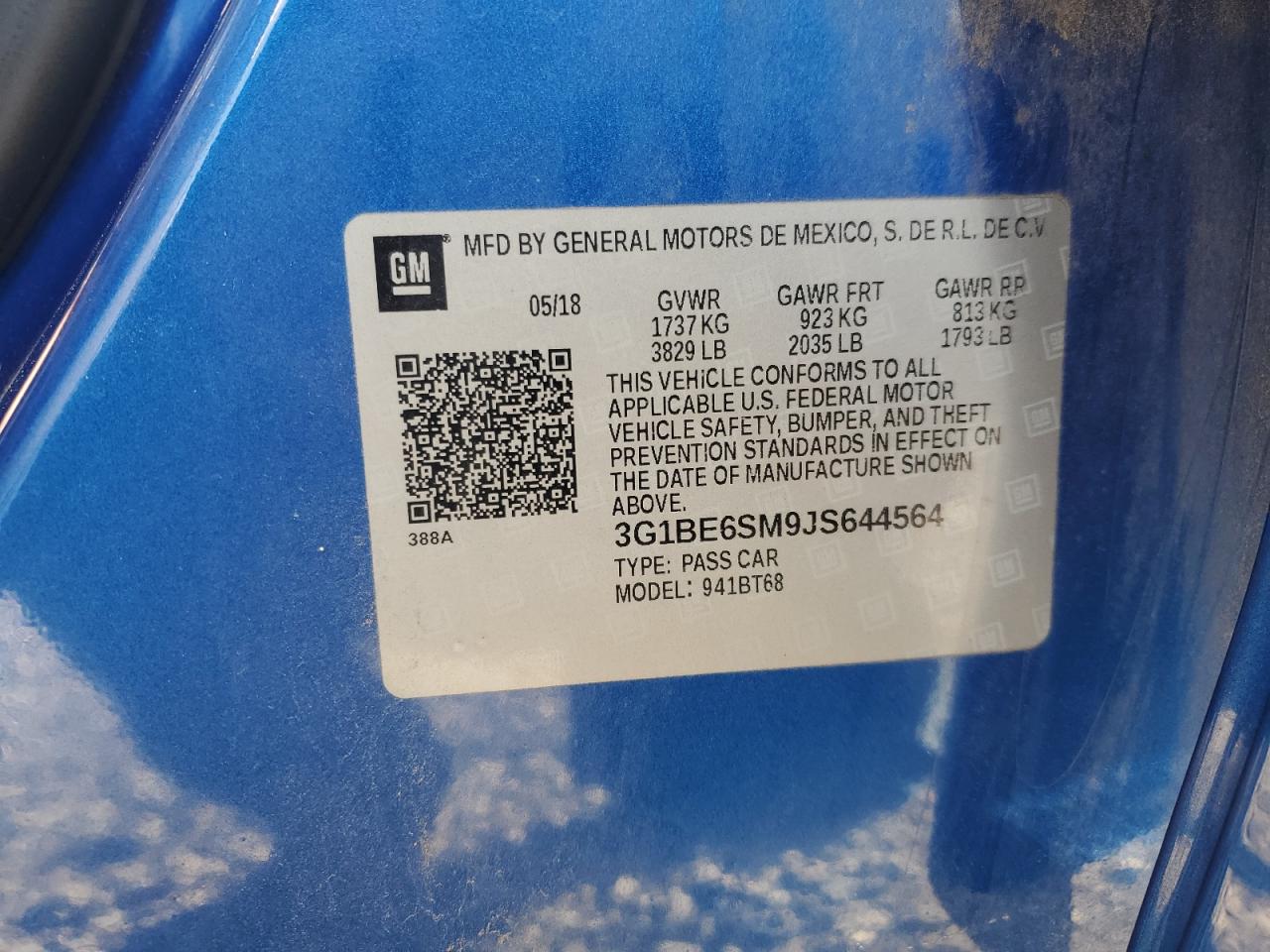 2018 Chevrolet Cruze VIN 3G1BE6SM9JS644564 Copart auction photo, front end damage thumbnail 14