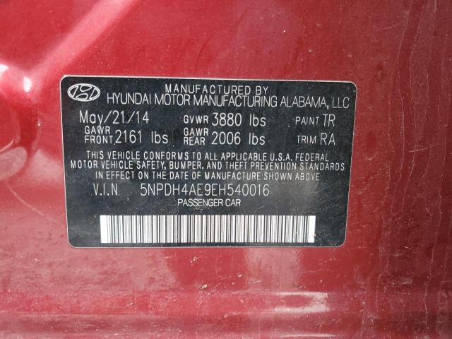 2014 Hyundai Elantra VIN 5NPDH4AE9EH540016 Copart auction photo, front end / vandalism damage thumbnail 12