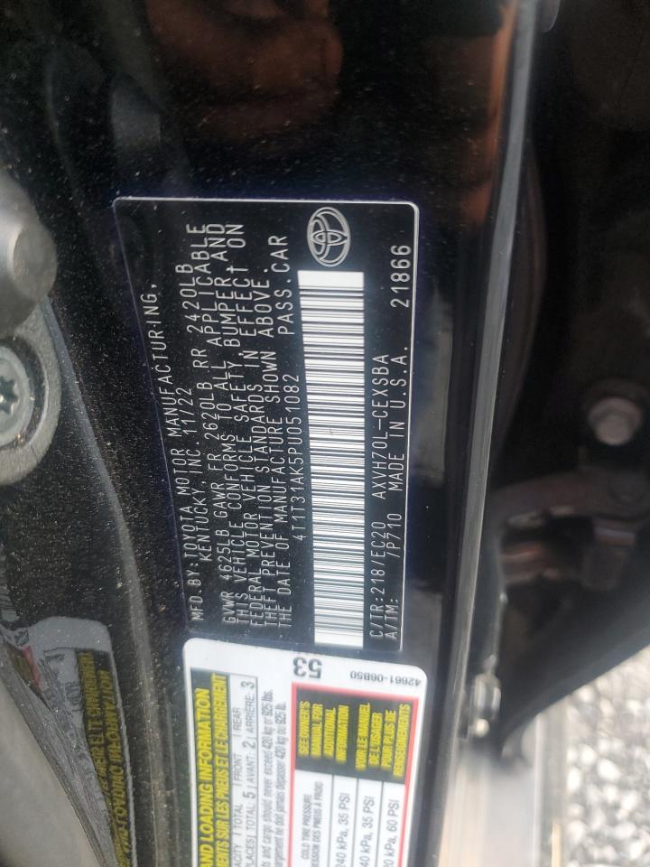 2023 Toyota Camry VIN 4T1T31AK5PU051082 Copart auction photo, front end / side damage thumbnail 12