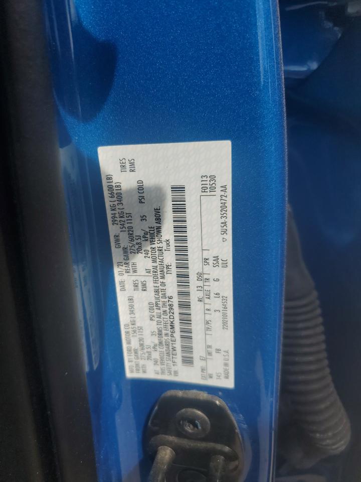 2021 Ford F-150 VIN 1FTEW1EP6MKD29876 Copart auction photo, front end damage thumbnail 12