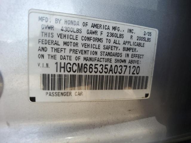 2005 Honda Accord VIN 1HGCM66535A037120 Copart auction photo, front end damage thumbnail 12