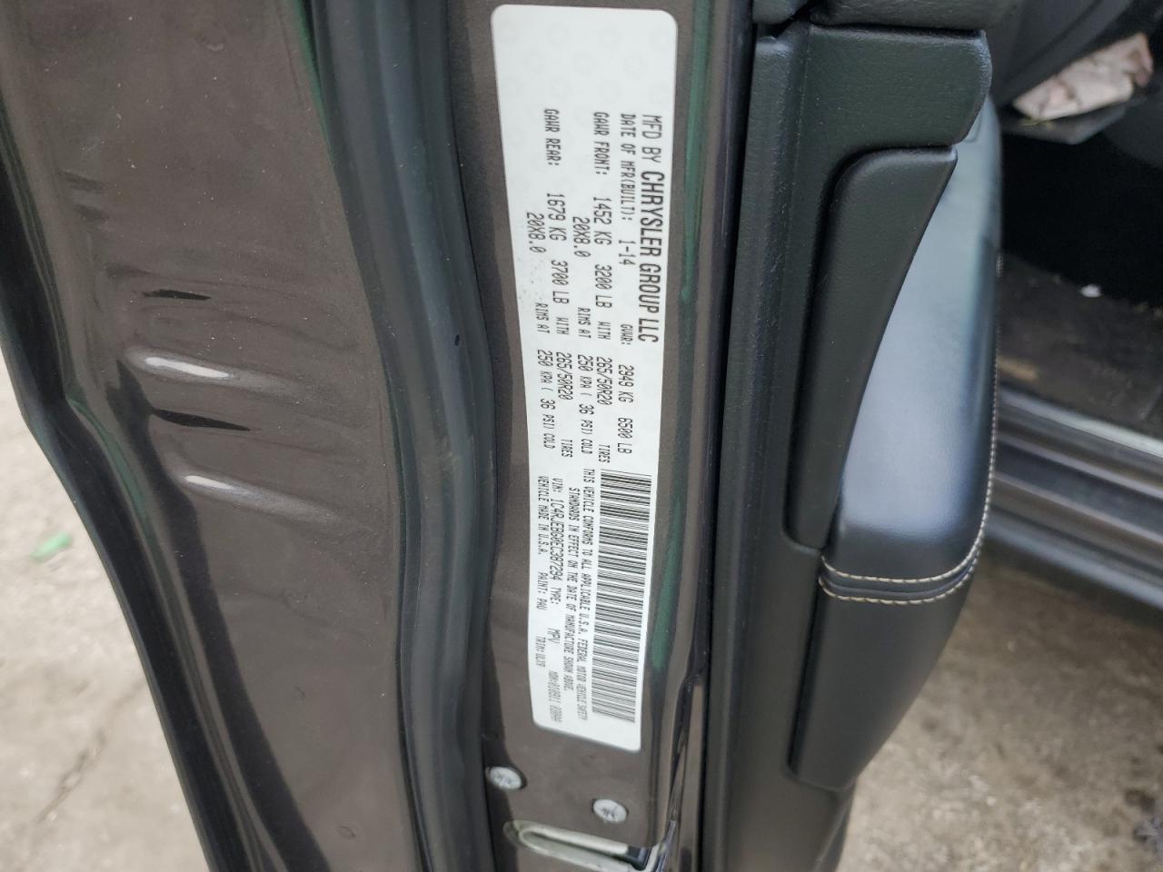 2014 Jeep Grand Cherokee VIN 1C4RJEBG0EC387294 Copart auction photo, front end damage thumbnail 15