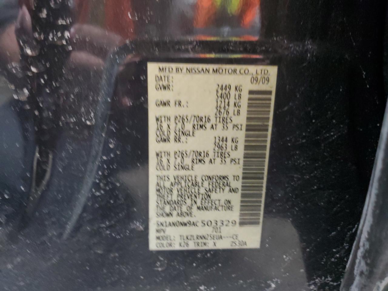 2010 Nissan XTerra VIN 5N1AN0NW9AC503329 Copart auction photo, front end damage thumbnail 13