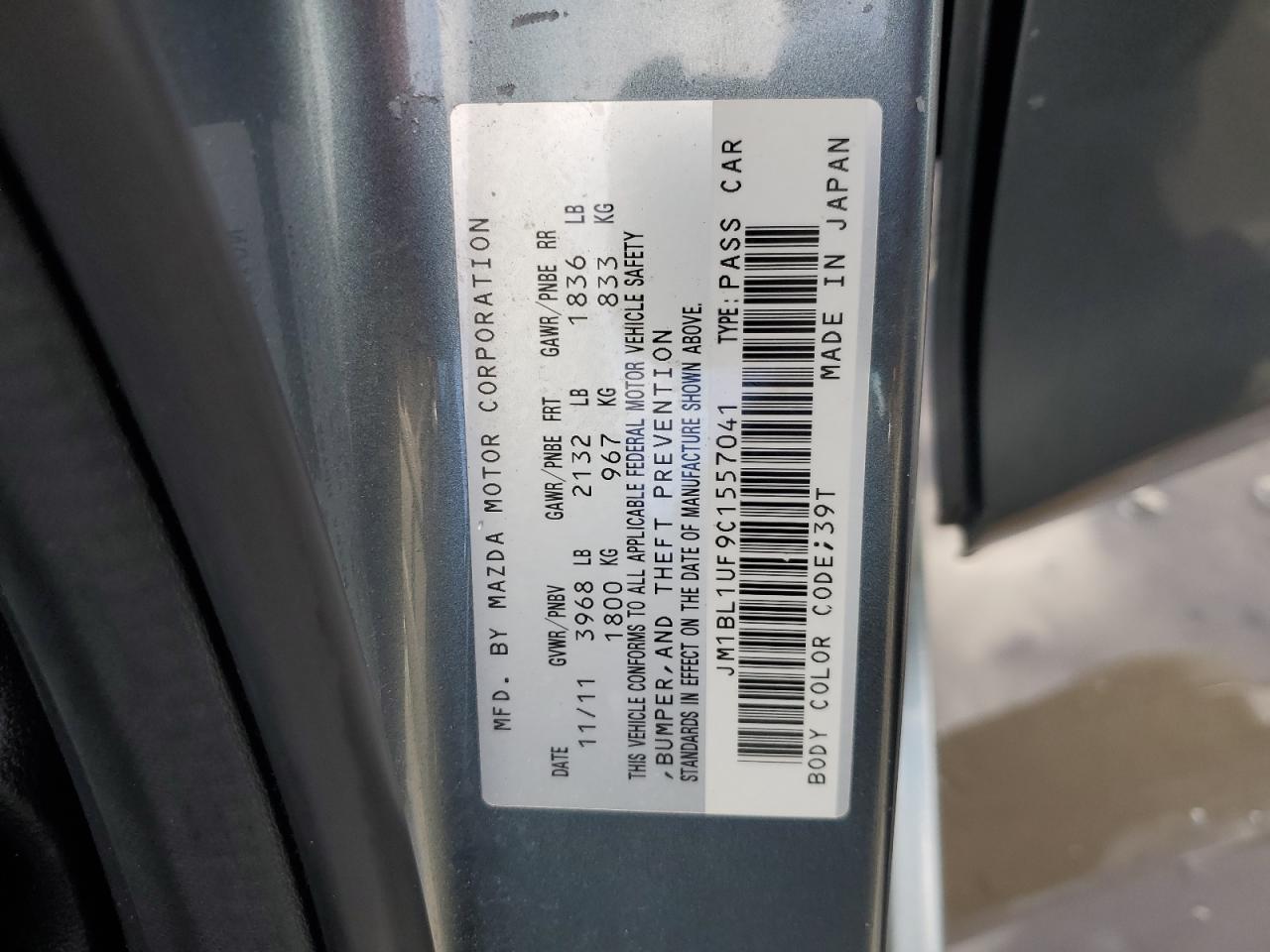 2012 Mazda 3 VIN JM1BL1UF9C1557041 Copart auction photo, front end damage thumbnail 12