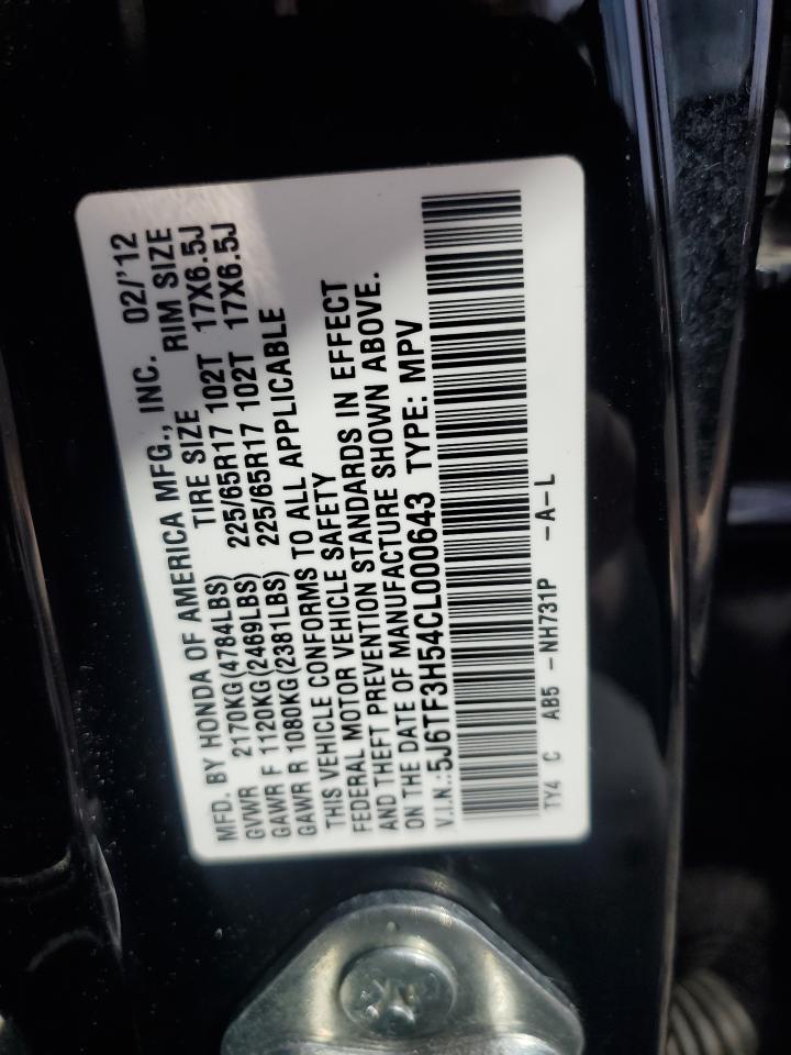 2012 Honda Crosstour VIN 5J6TF3H54CL000643 Copart auction photo, front end / minor dent/scratches damage thumbnail 15
