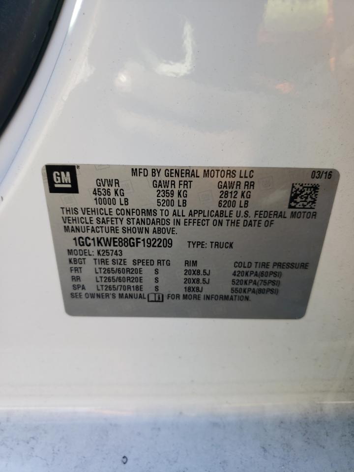 2016 Chevrolet Silverado VIN 1GC1KWE88GF192209 Copart auction photo, front end damage thumbnail 12