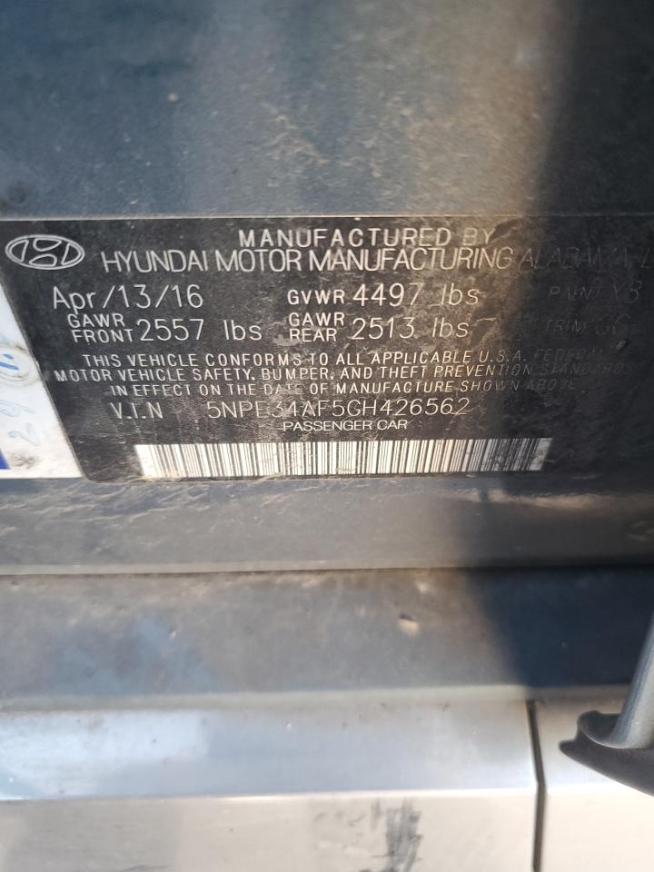 2016 Hyundai Sonata VIN 5NPE34AF5GH426562 Copart auction photo, front end damage thumbnail 14