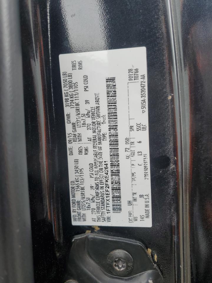 2015 Ford F-150 VIN 1FTFX1EF2FKE42641 Copart auction photo, front end / rear end damage thumbnail 12