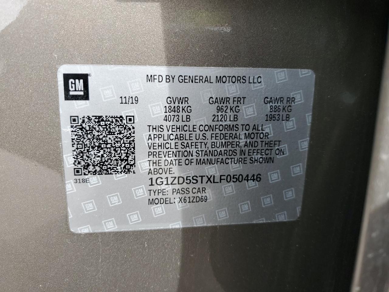 2020 Chevrolet Malibu VIN 1G1ZD5STXLF050446 Copart auction photo, front end / side damage thumbnail 14