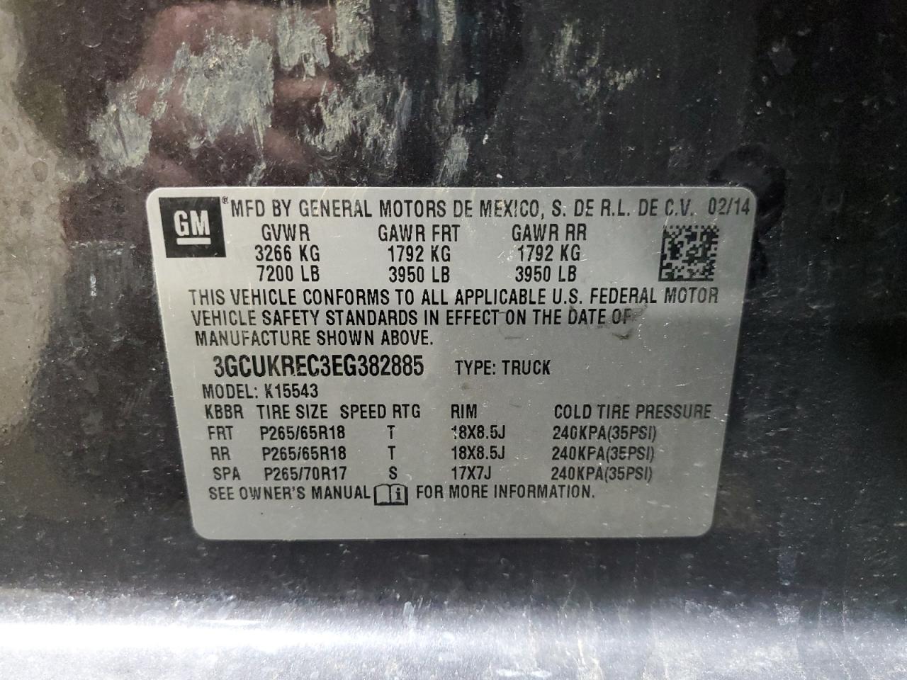 2014 Chevrolet Silverado VIN 3GCUKREC3EG382885 Copart auction photo, frame damage / front end damage thumbnail 12