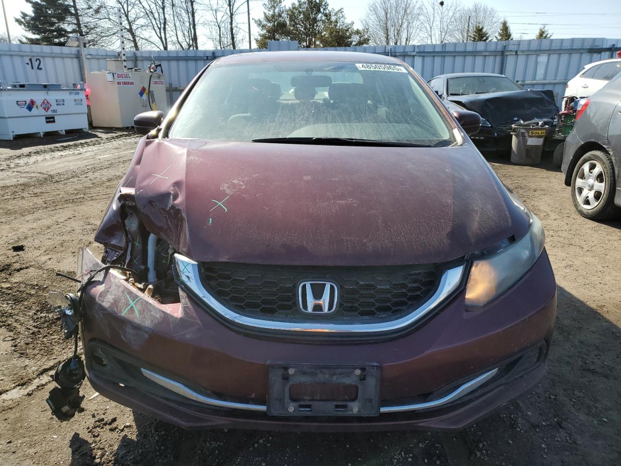 2015 Honda Civic VIN 2HGFB2F45FH035830 Copart auction photo, front end / side damage thumbnail 5