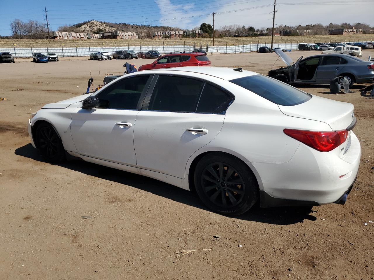 2014 Infiniti Q50 VIN JN1BV7AR9EM681049 Copart auction photo, front end / side damage thumbnail 2