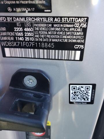 2007 Mercedes-Benz SL-klasse VIN WDBSK71F07F118845 Copart auction photo, burn damage thumbnail 12