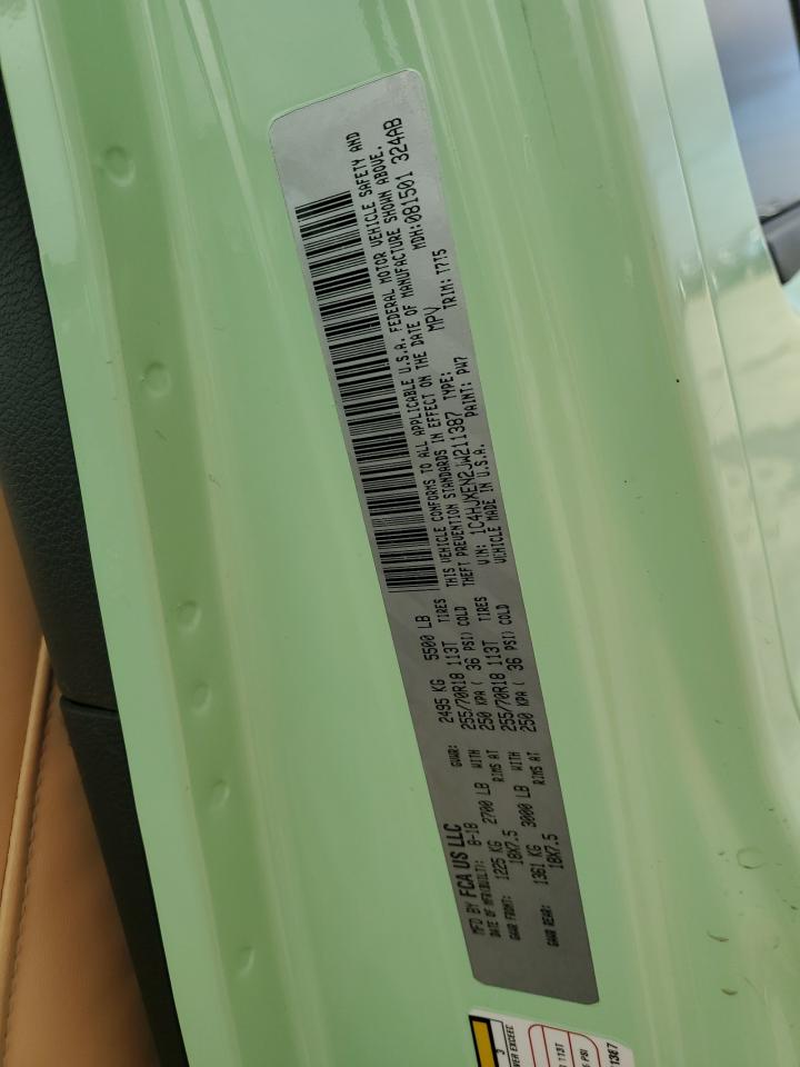 2018 Jeep Wrangler VIN 1C4HJXEN2JW211387 Copart auction photo, front end / hail damage thumbnail 14