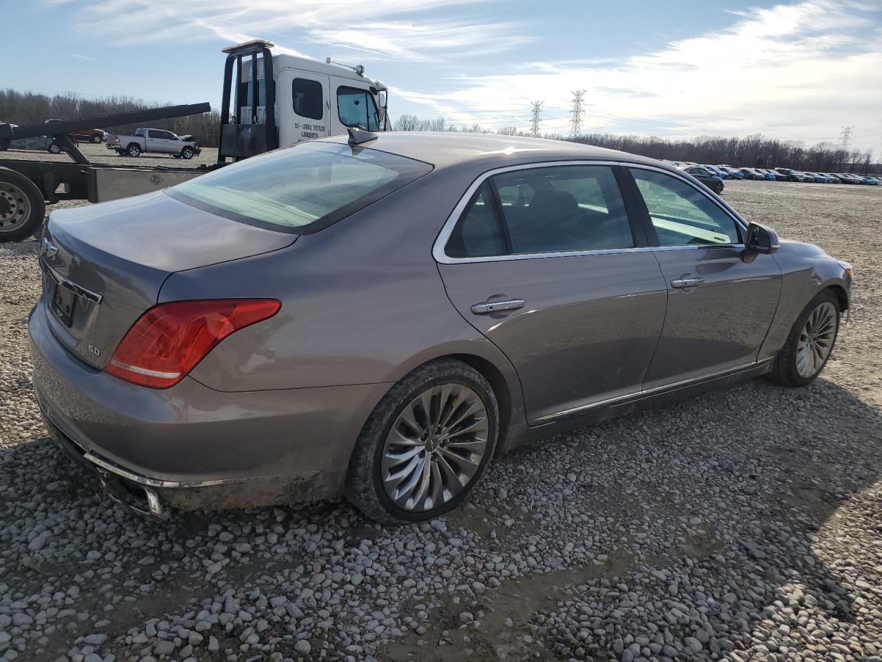 2018 Genesis G90 VIN KMHG54JH9JU037162 Copart auction photo, front end / undercarriage damage thumbnail 3