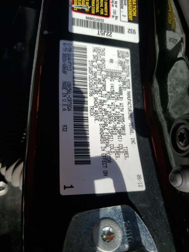 2012 Toyota Tundra VIN 5TFUW5F12CX269786 Copart auction photo, rear end damage thumbnail 15